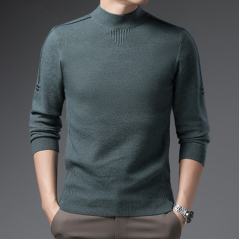 Tomas Men’s Knit Sweater – Jacquard Knit Mock-Neck Pullover