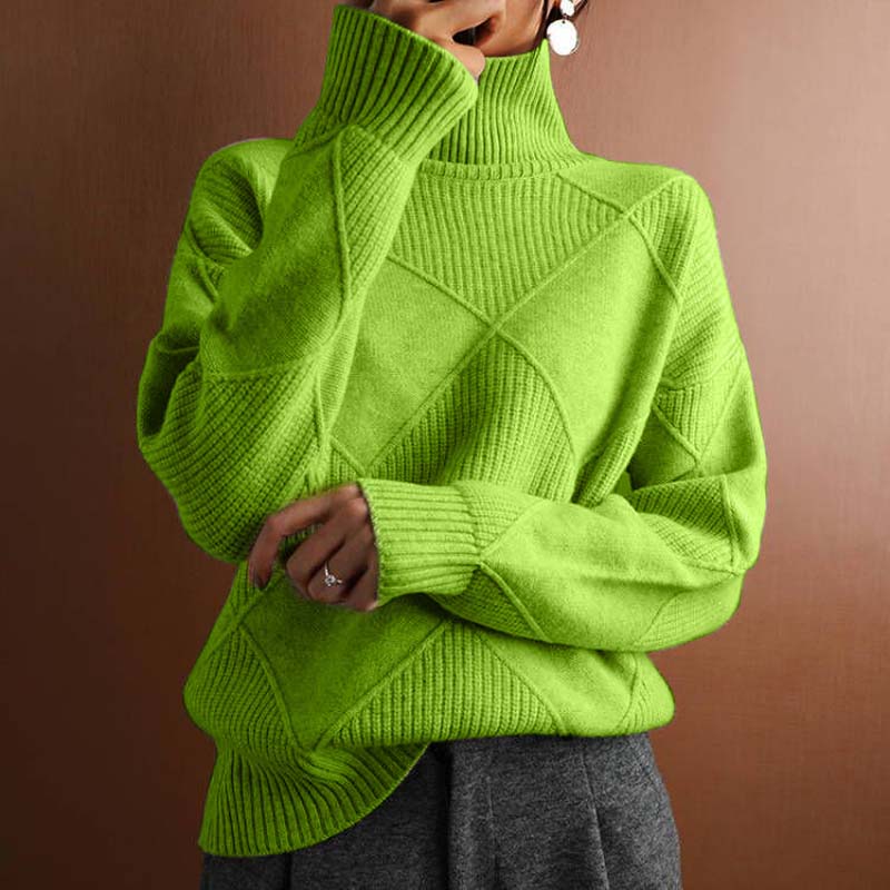Soraya Women’s Turtleneck Sweater – Textured Knit Relaxed Fit for Fall
