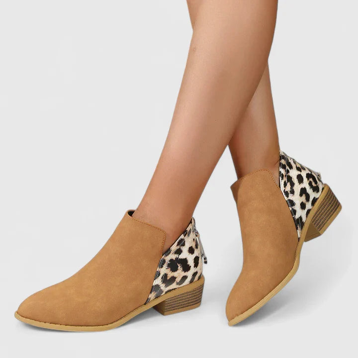 Yuna Women’s Block Heel Boots – Comfortable Zip-Up Design with Soft Lining