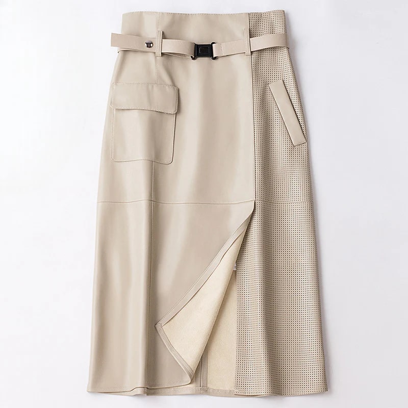 Maui Women's Leather Skirt – High-Waist Asymmetrical Leather Pencil Skirt
