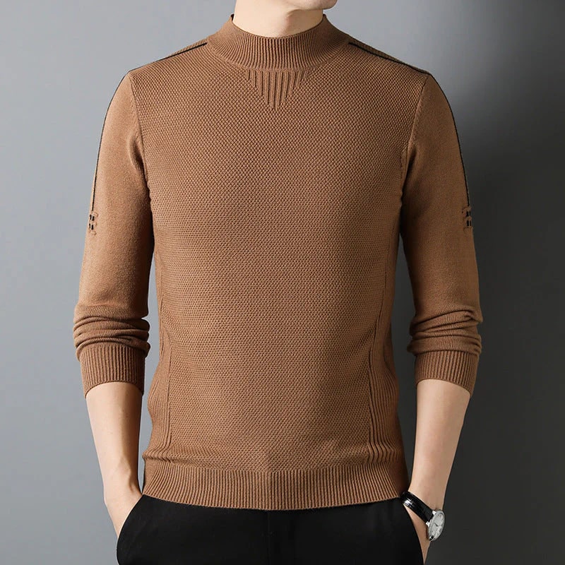 Tomas Men’s Knit Sweater – Jacquard Knit Mock-Neck Pullover