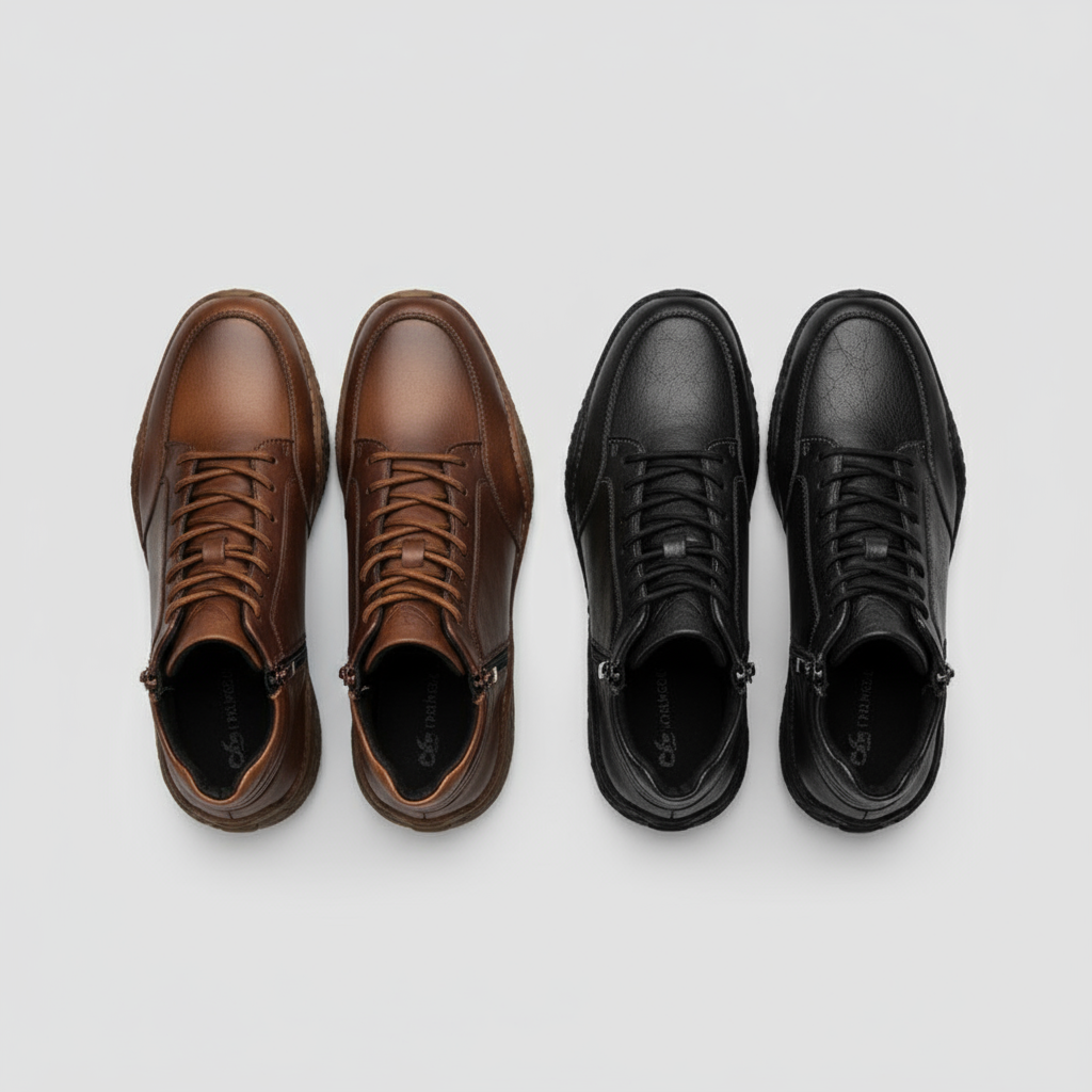 Dantelo Men’s Leather Ankle Boots – Full-Grain Zip-Up Design for Everyday Comfort