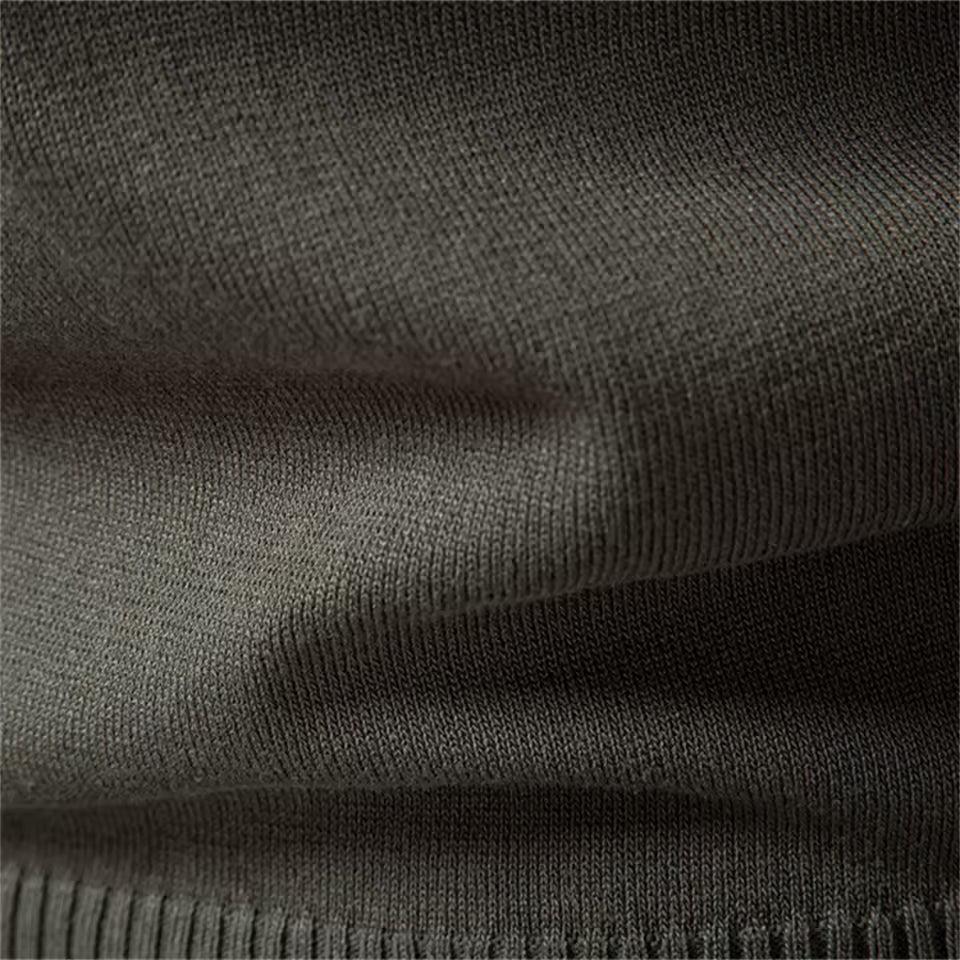 Dark Olive cable knit sweater close-up showing the vertical textured knit pattern