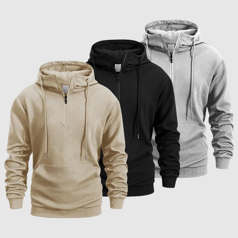 Cole Men’s Quarter-Zip Hoodie – Textured Knit Pullover