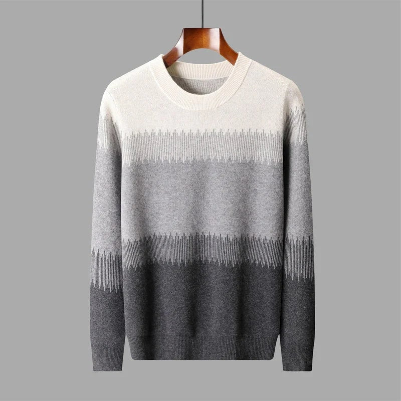 Nolan Men’s Wool Sweater – Lightweight Ultra-Fine Knit with Tonal Gradient