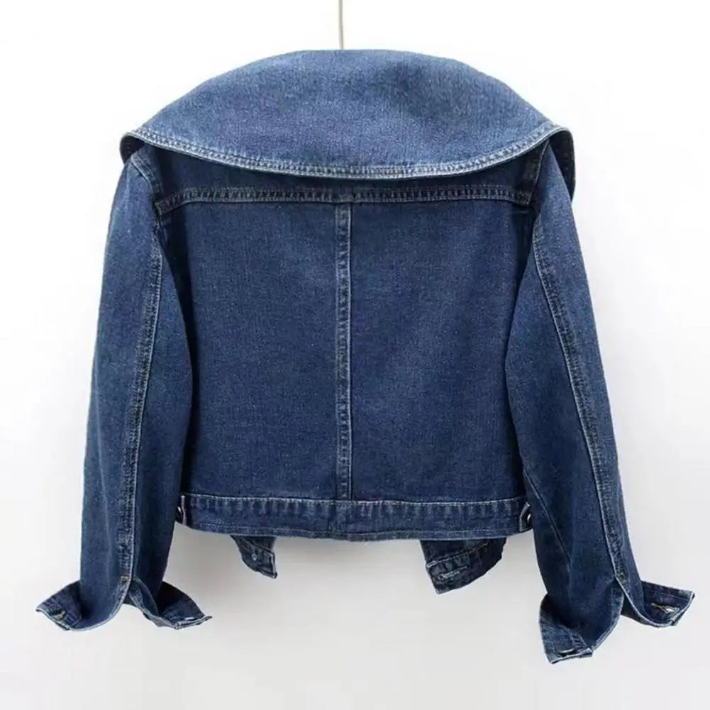 Maliya Women’s Denim Jacket – Cropped Fit with Oversized Collar