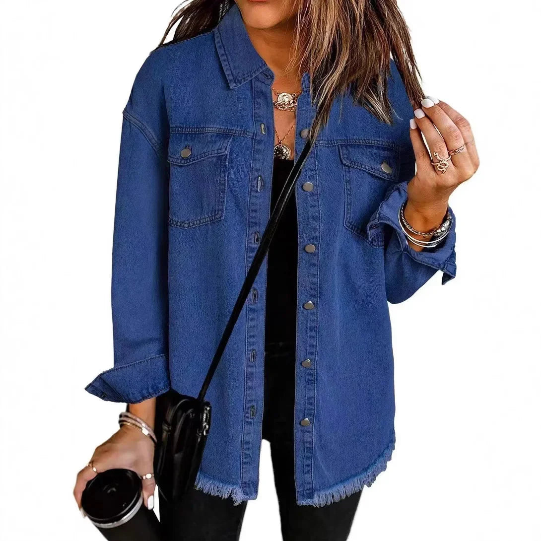 Marissa Women’s Denim Shirt Jacket – Relaxed Button Front Overshirt