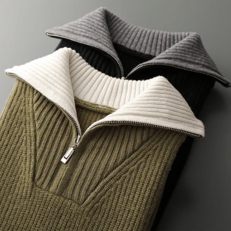 Jaime Men’s Wool Quarter-Zip Sweater – Premium Knit Pullover
