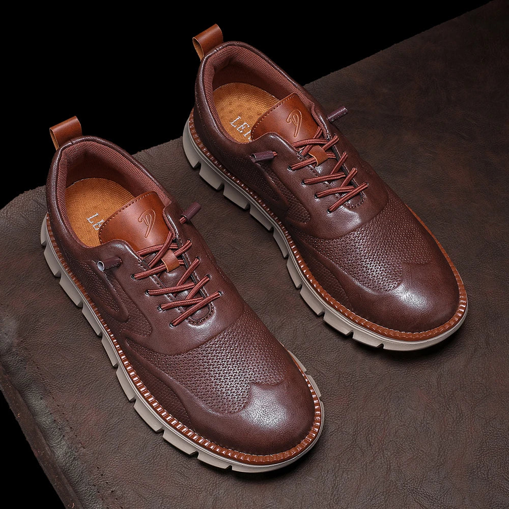 Carter Men’s Leather Sneakers – No-Tie Leather Shoes