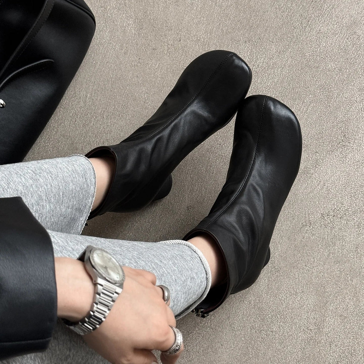 Ronora Women’s Leather Ankle Boots – Cushioned Block Heel Booties