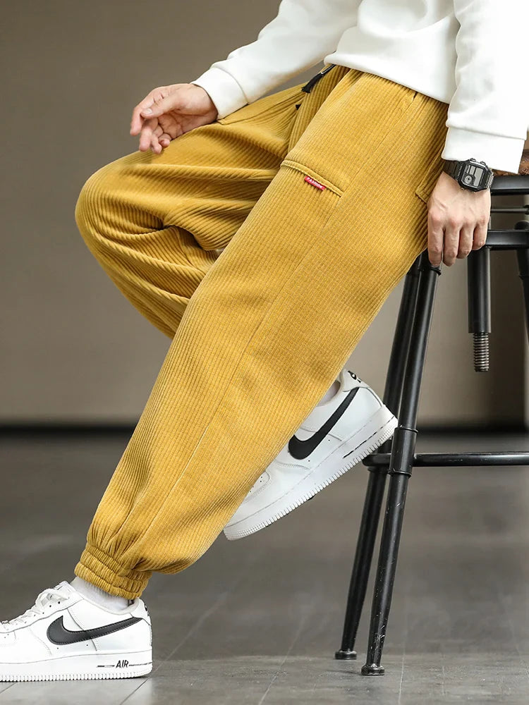 Lorenzo Corduroy Joggers – Tapered Soft-Touch Lounge Pants for Cold-Season Styling