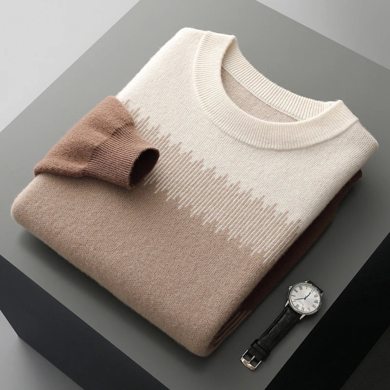 Nolan Men’s Wool Sweater – Lightweight Ultra-Fine Knit with Tonal Gradient