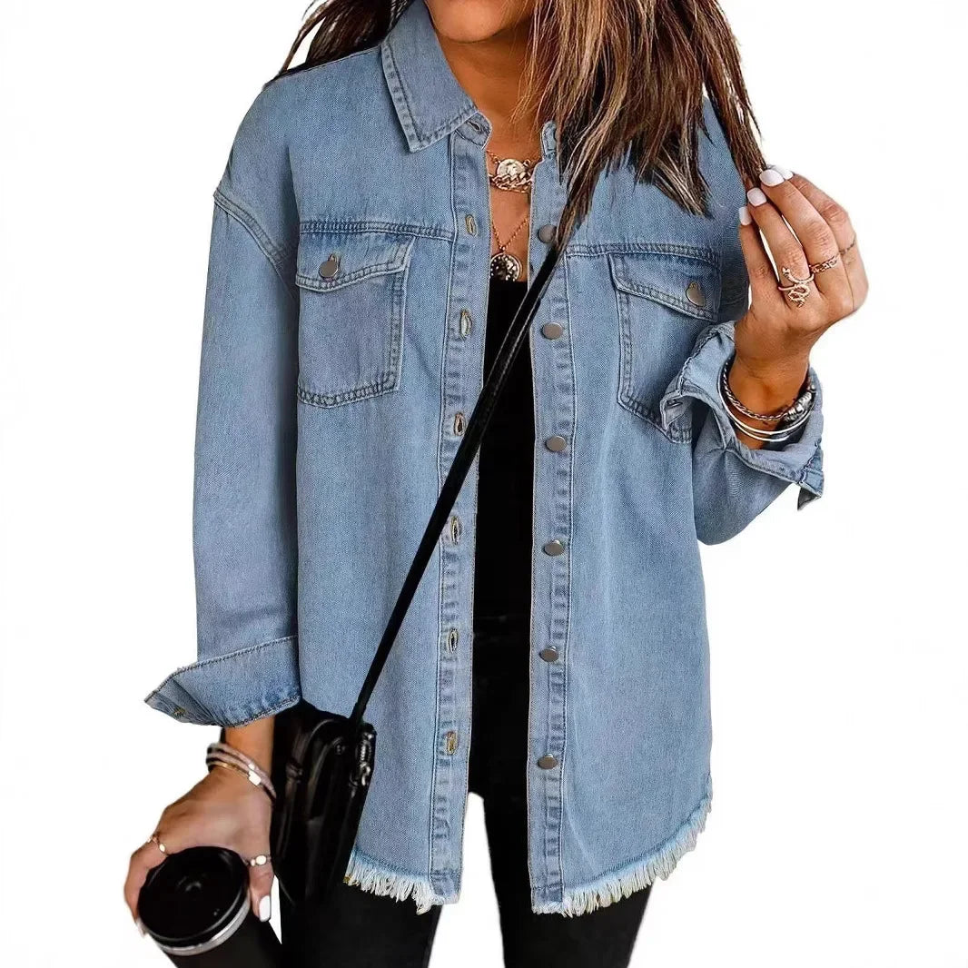 Marissa Women’s Denim Shirt Jacket – Relaxed Button Front Overshirt