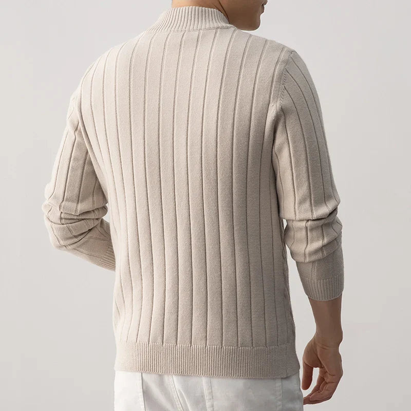 Wyler Men’s Zip-Up Cardigan – Premium Wool Cable Knit Cardigan