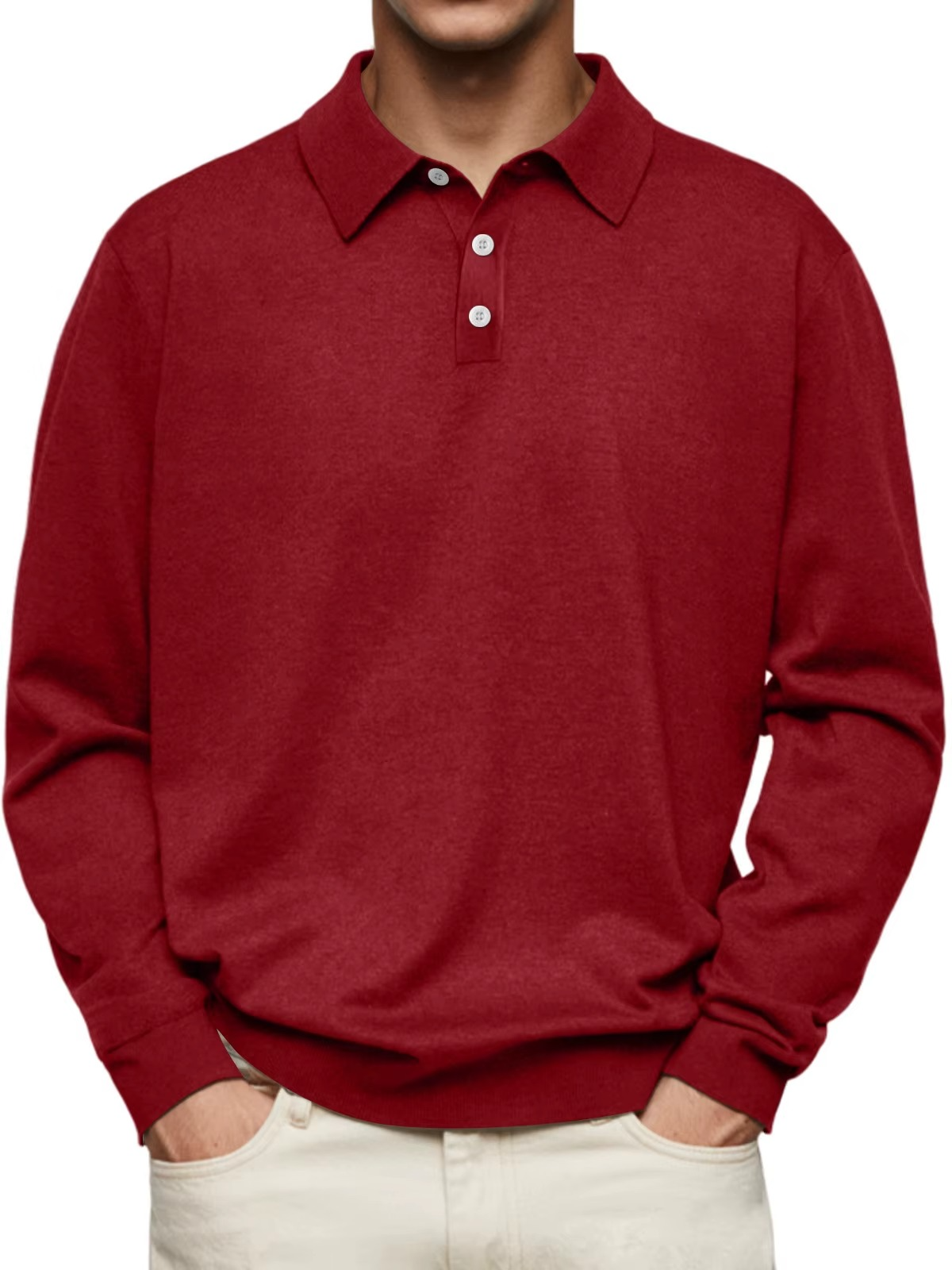Daren Men’s Polo Shirt – Long Sleeve with Button Closure