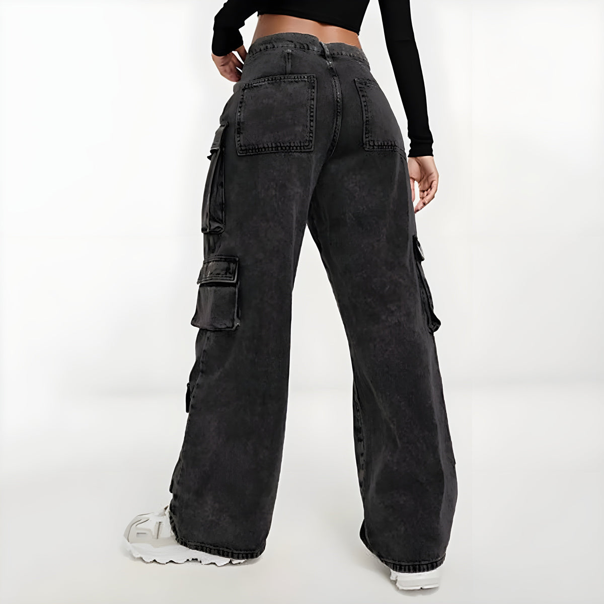 Lennon High-Waist Acid Wash Cargo Pants