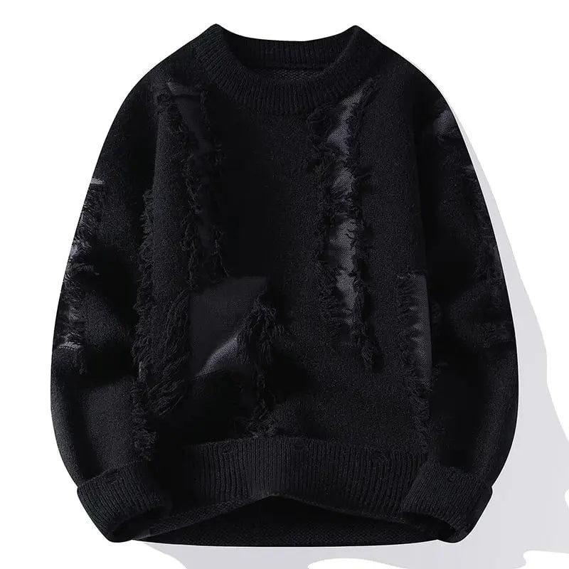Aiden Distressed Men’s Sweater with Edgy Frayed Detailing