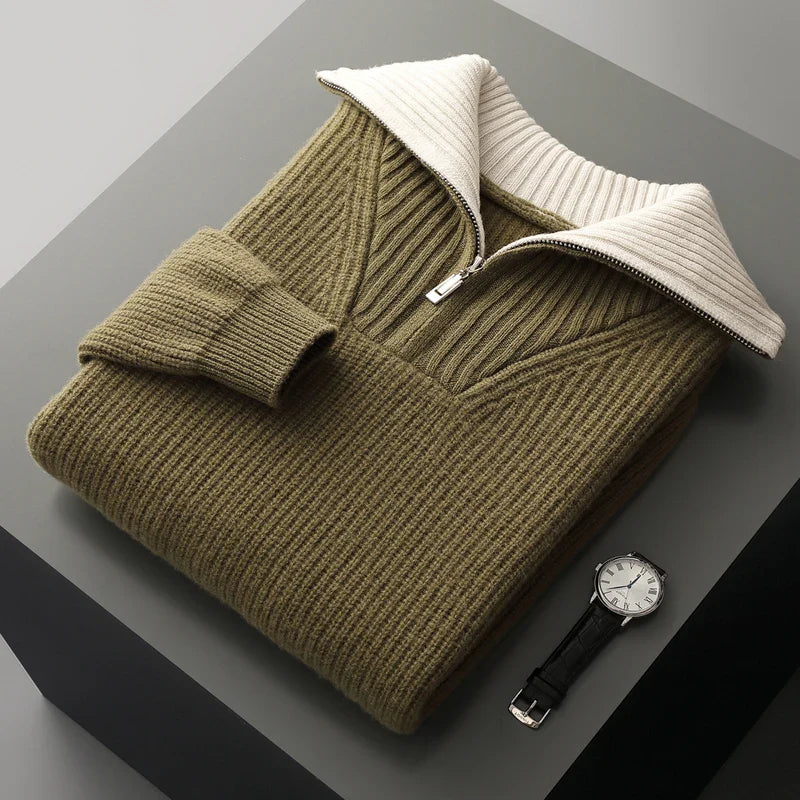 Jaime Men’s Wool Quarter-Zip Sweater – Premium Knit Pullover