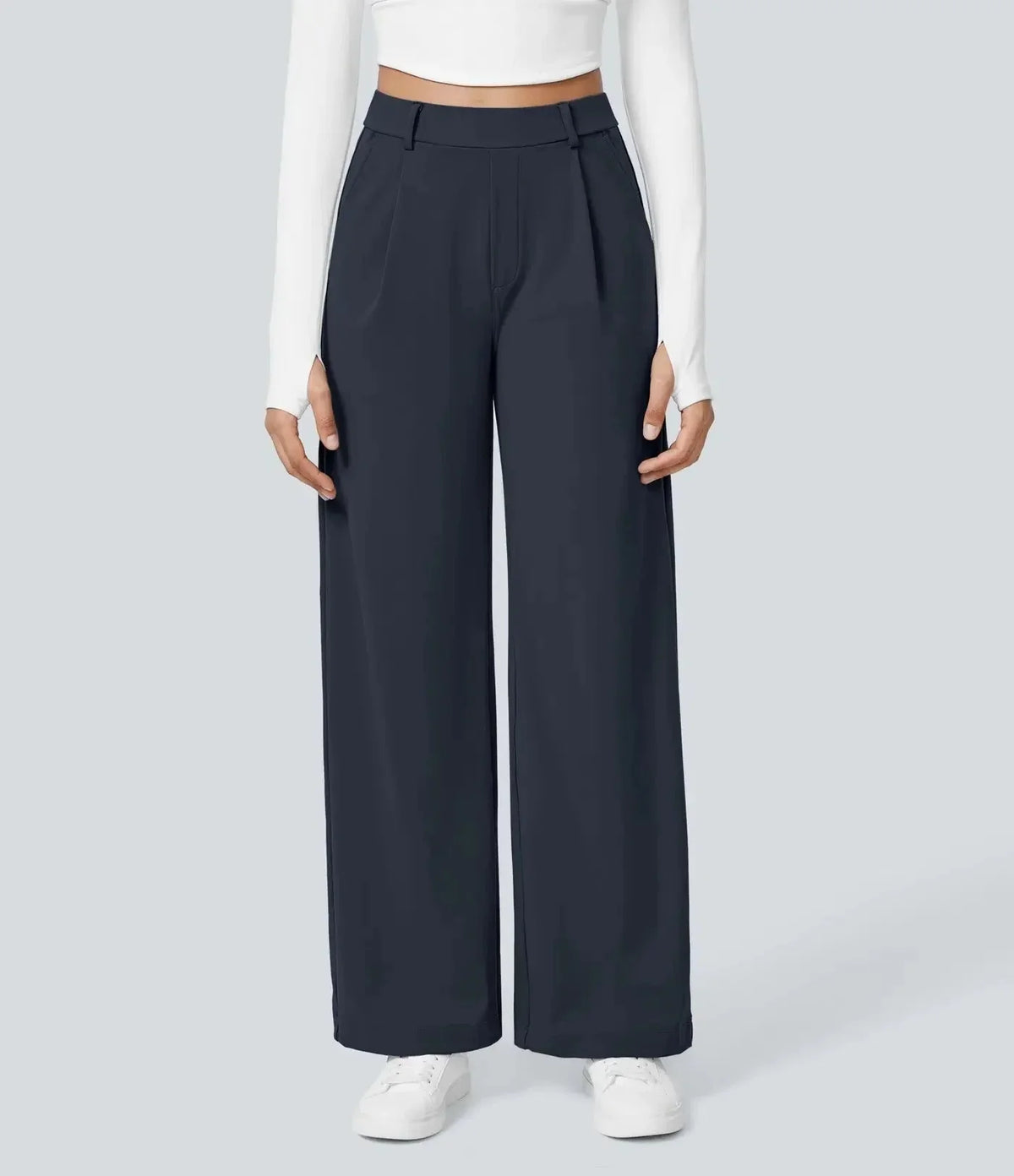 Valencia Women’s Wide-Leg Trousers – High-Waist Pleated Pants with All-Season Comfort