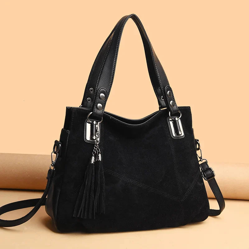 Ealla Women’s Leather Handbag – Soft Suede with Structured Interior