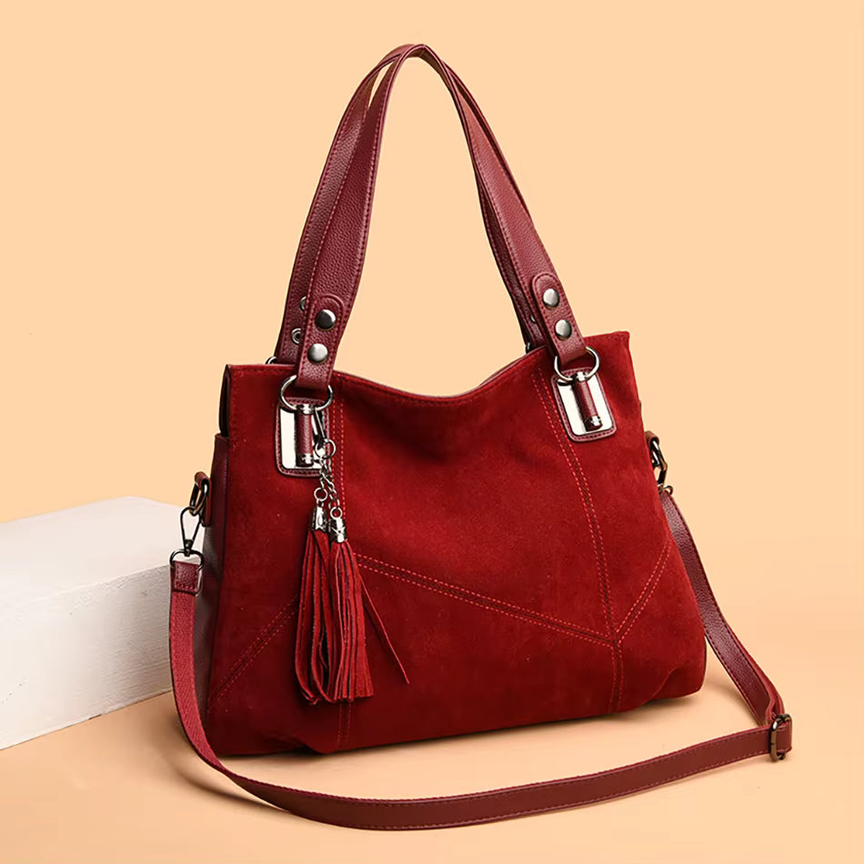 Ealla Women’s Leather Handbag – Soft Suede with Structured Interior