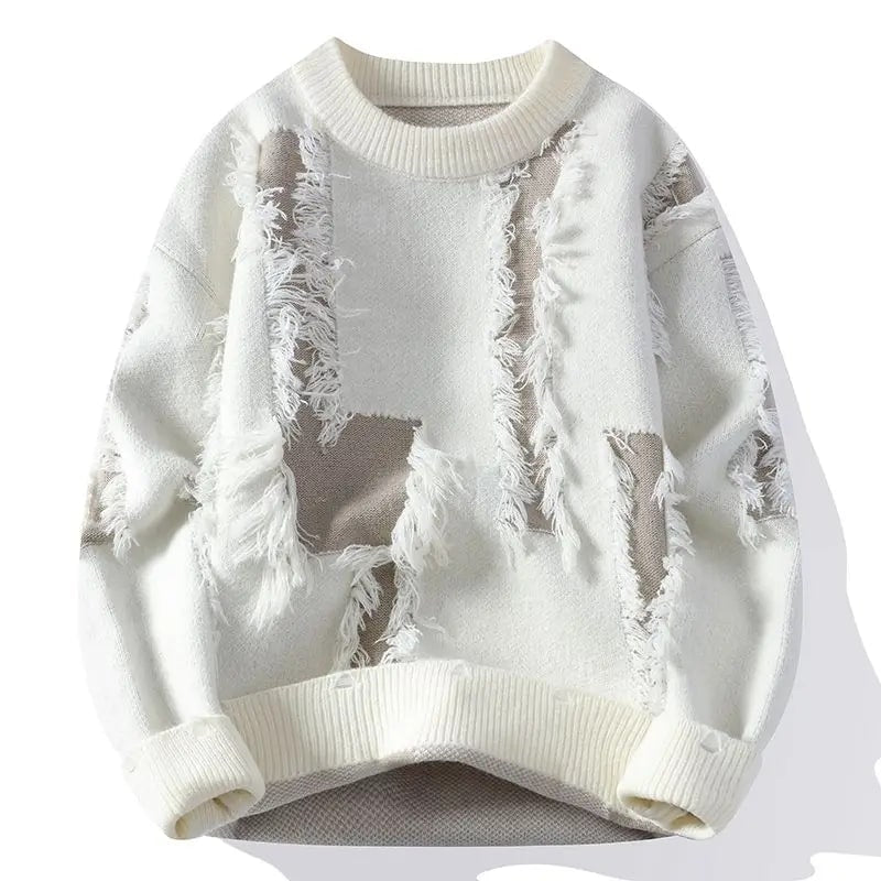 Aiden Distressed Men’s Sweater with Edgy Frayed Detailing