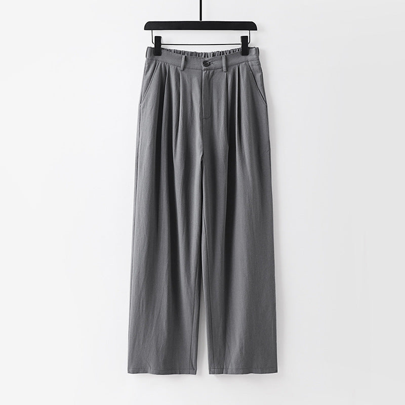Mateo Linen Pants – Men’s Mid Rise Trousers with Partial Elastic Waistband