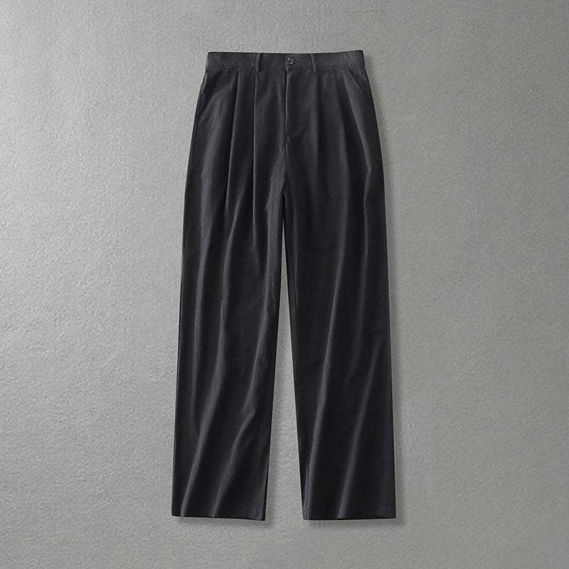 Mateo Linen Pants – Men’s Mid Rise Trousers with Partial Elastic Waistband