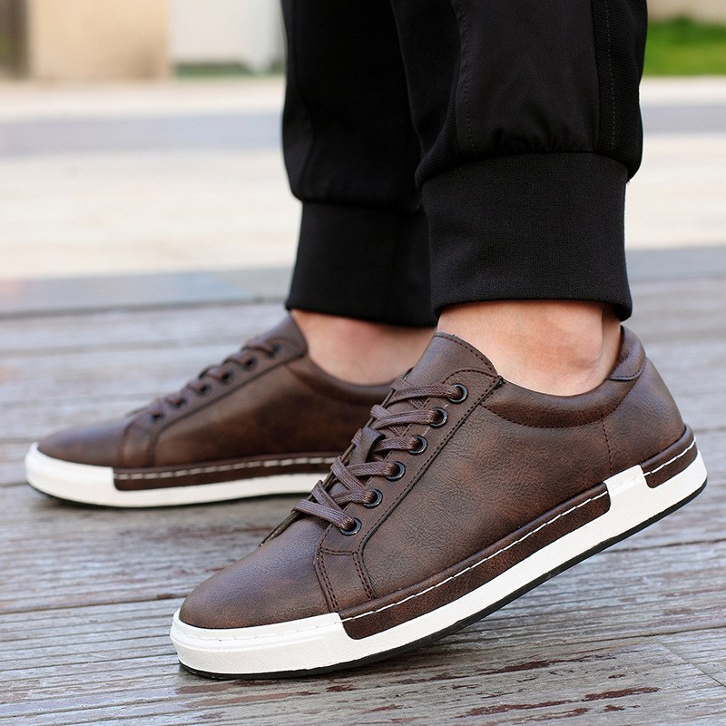Troy Men’s Leather Sneakers – Italian Leather Low-Top Sneakers