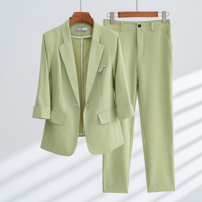Siena Women’s Blazer Set – Polished Cotton Two-Piece with Tailored Blazer & Contour Pants