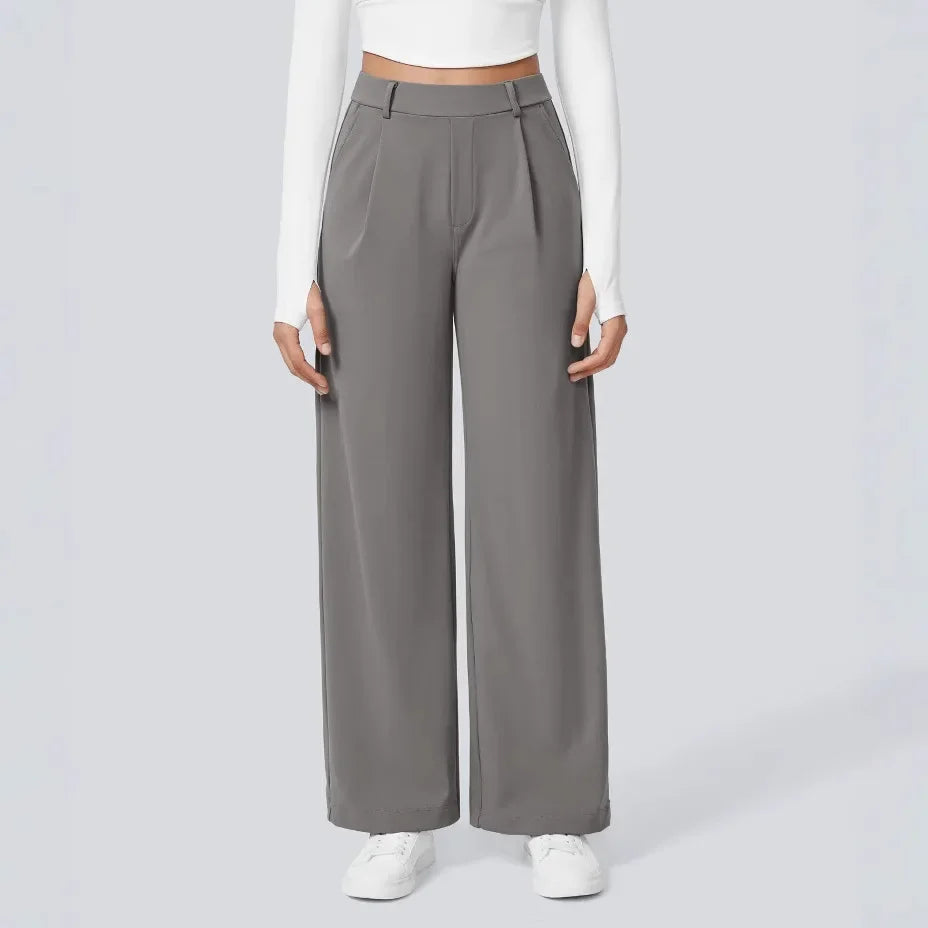 Valencia Women’s Wide-Leg Trousers – High-Waist Pleated Pants with All-Season Comfort