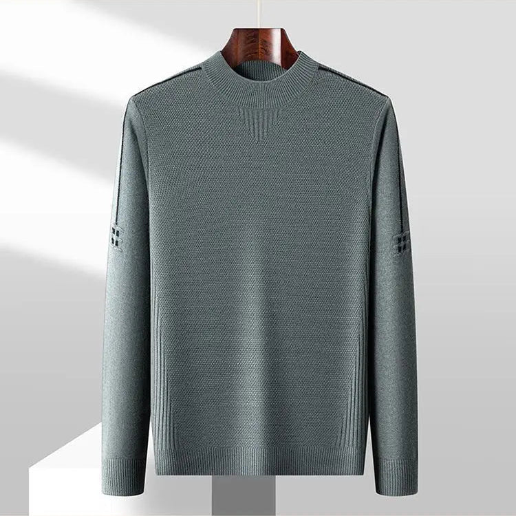 Tomas Men’s Knit Sweater – Jacquard Knit Mock-Neck Pullover