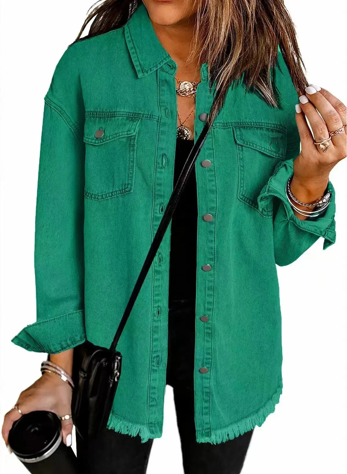 Marissa Women’s Denim Shirt Jacket – Relaxed Button Front Overshirt