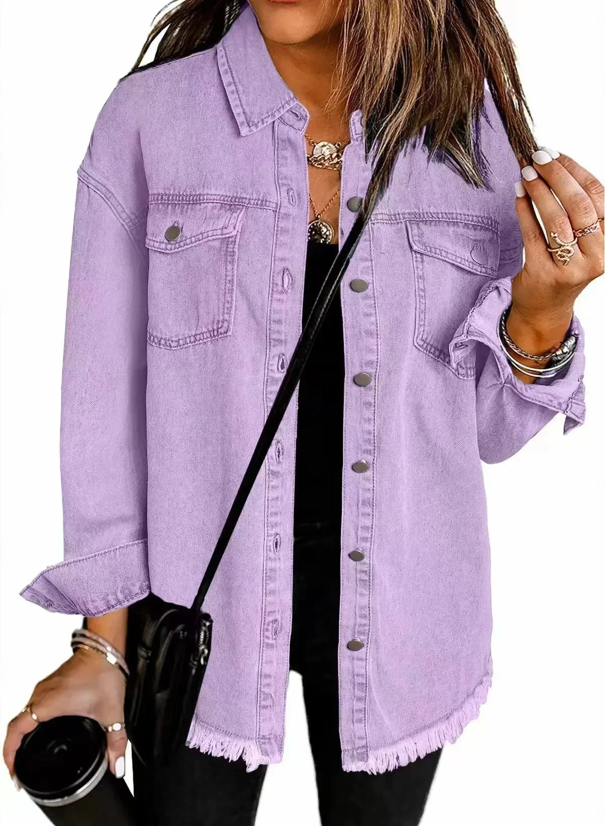 Marissa Women’s Denim Shirt Jacket – Relaxed Button Front Overshirt