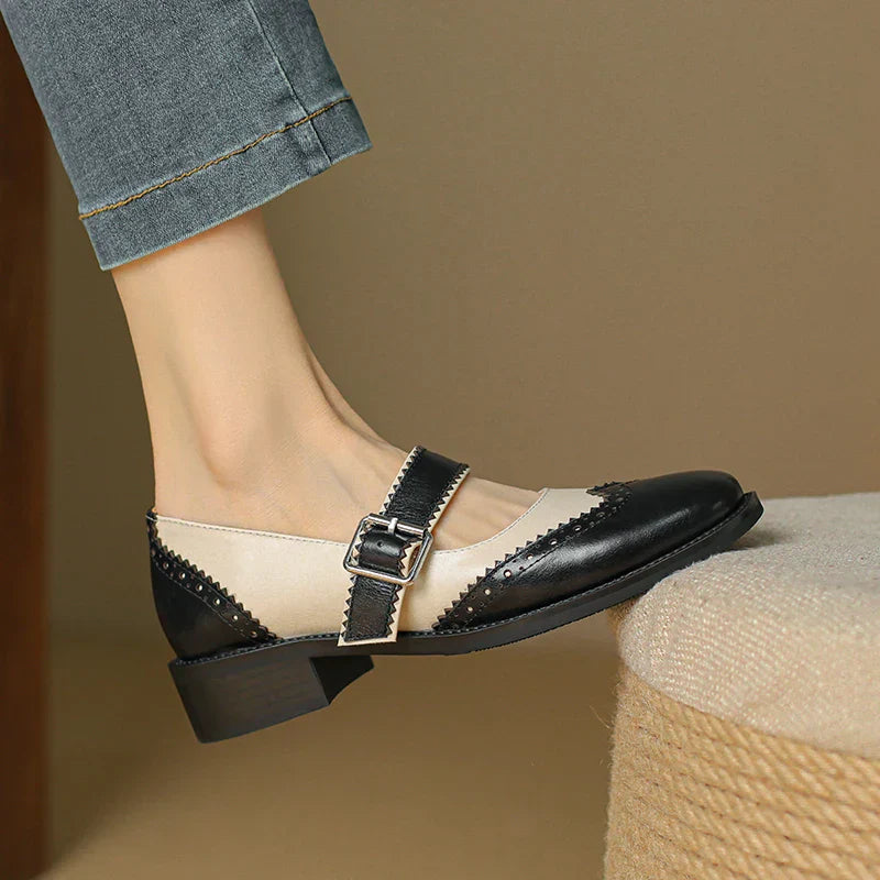 Savannah Vintage Leather Mary Janes – Handcrafted Comfort with Brogue Detailing 1