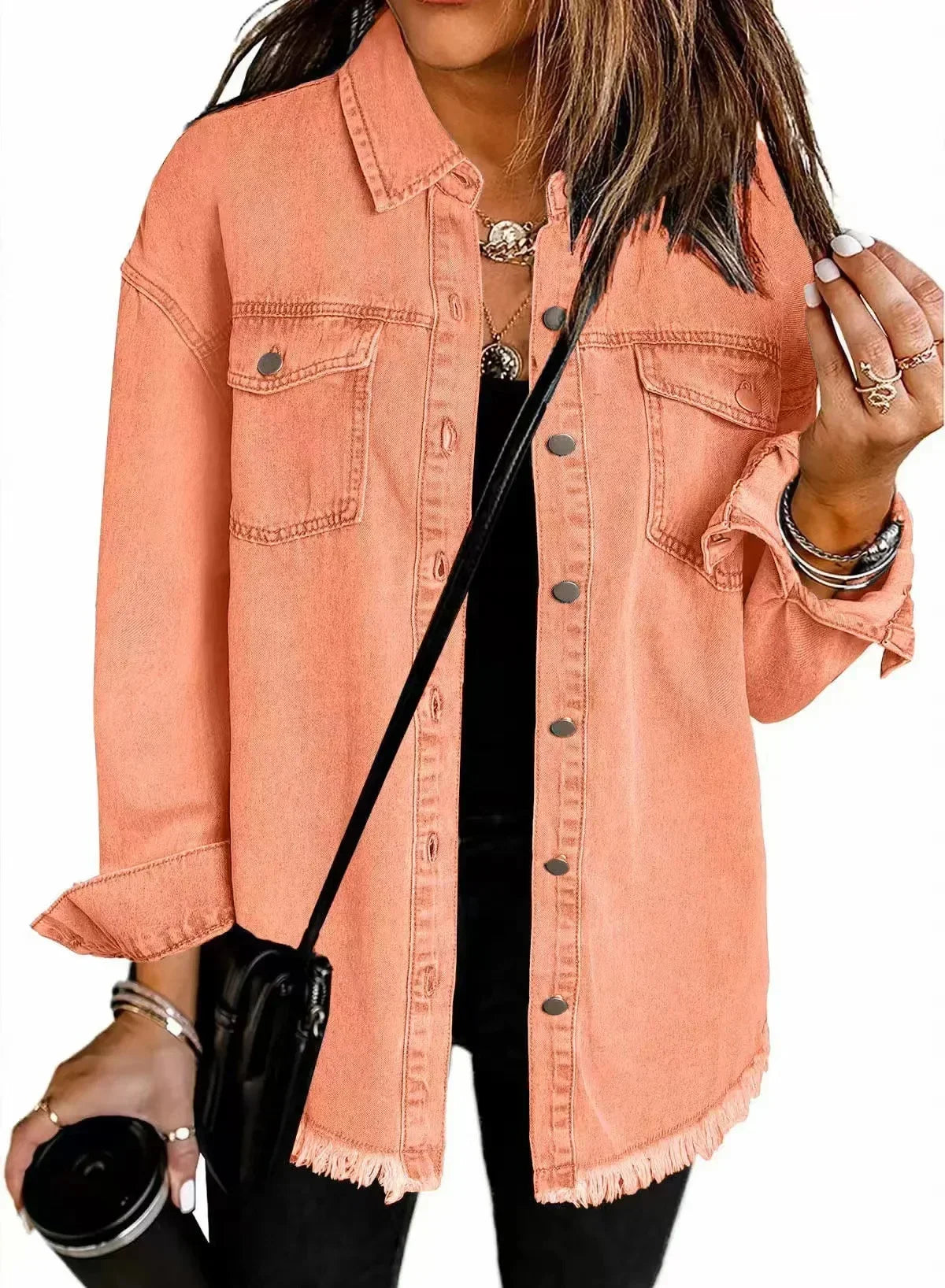 Marissa Women’s Denim Shirt Jacket – Relaxed Button Front Overshirt