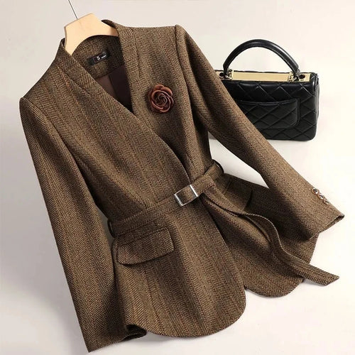 Aiko Women’s Wool Jacket – Kimono-Inspired Outerwear with Obi Belt