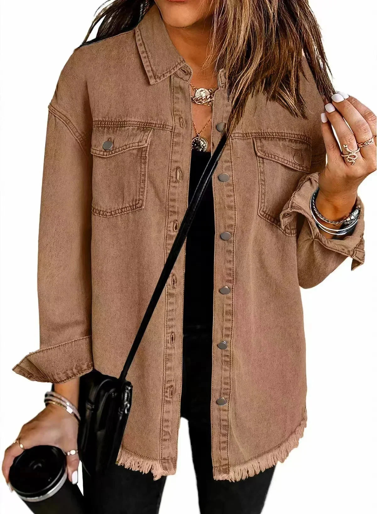 Marissa Women’s Denim Shirt Jacket – Relaxed Button Front Overshirt