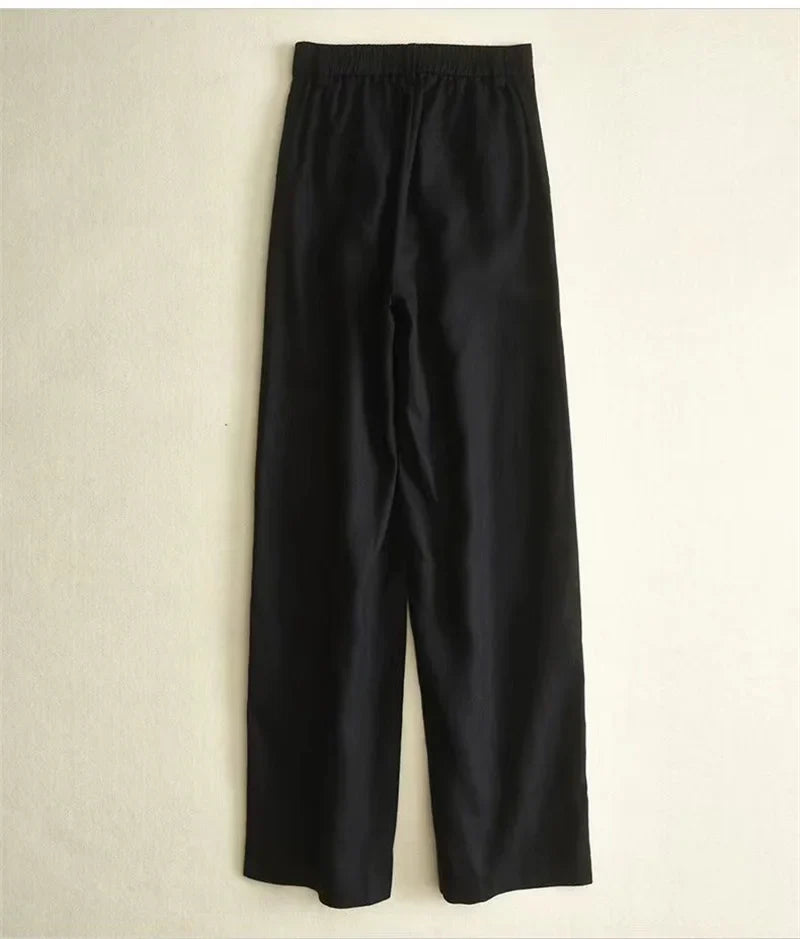 Sabrina Women’s Linen Pants – Straight Cut Cropped Trousers in Lightweight Cotton Blend
