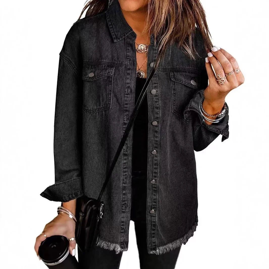 Marissa Women’s Denim Shirt Jacket – Relaxed Button Front Overshirt