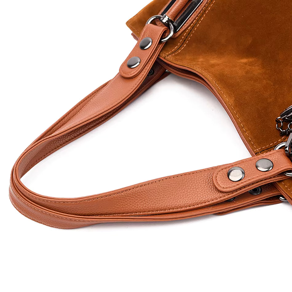 Ealla Women’s Leather Handbag – Soft Suede with Structured Interior