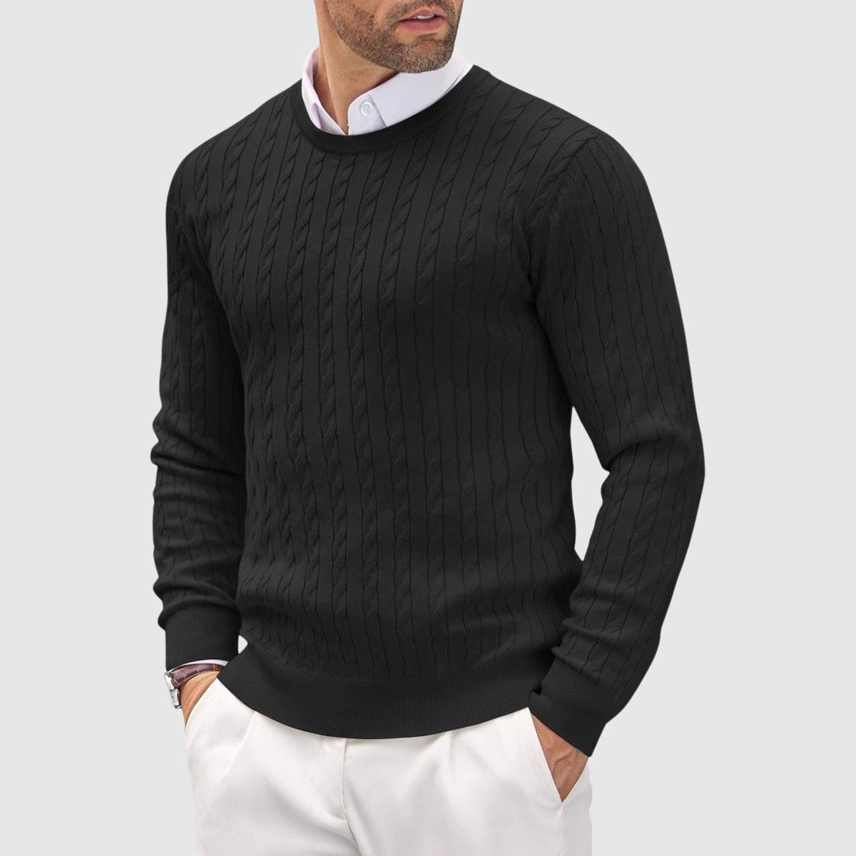 Sandro Men’s Wool Knit Sweater – Slim Fit Crew Neck Jumper