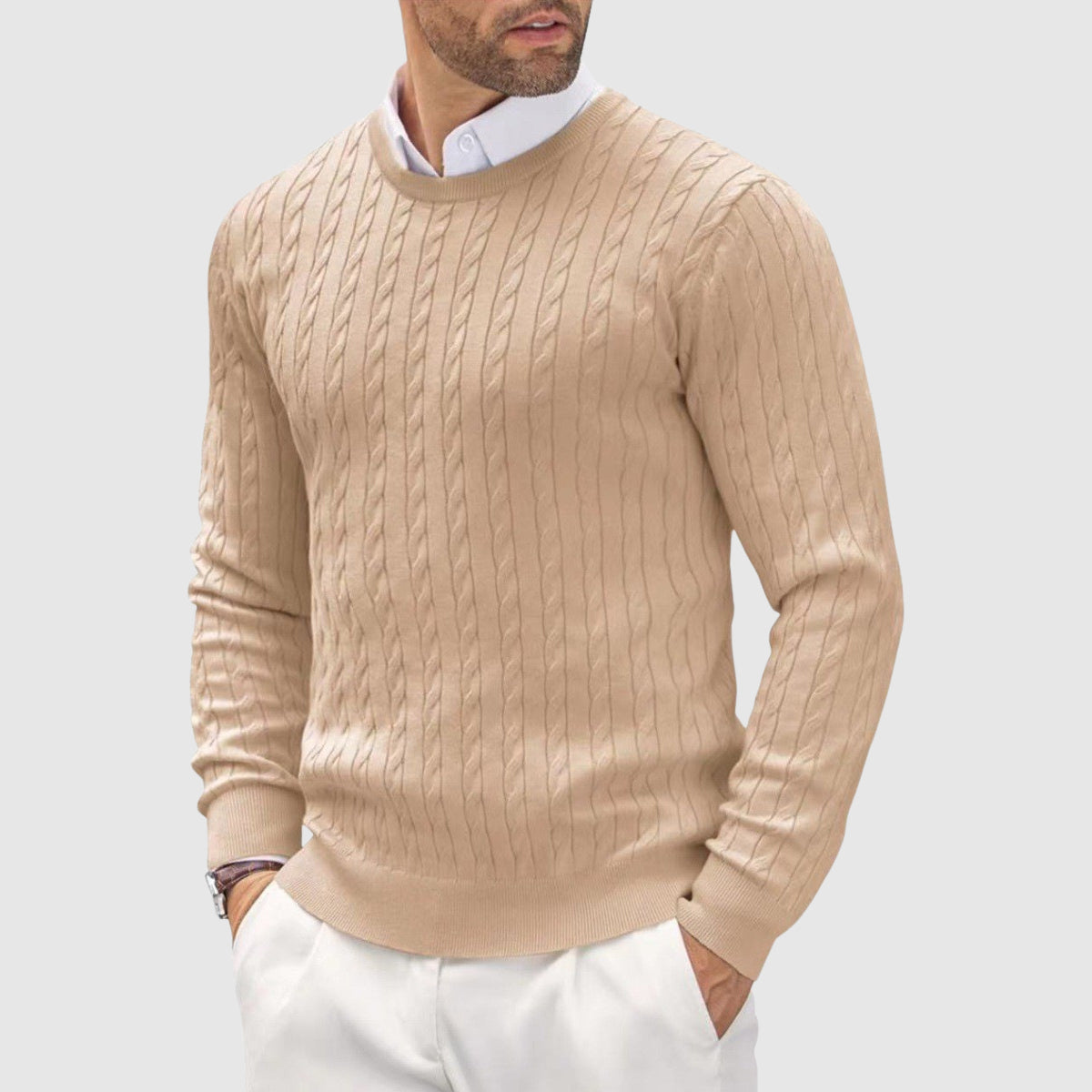 Sandro Men’s Wool Knit Sweater – Slim Fit Crew Neck Jumper