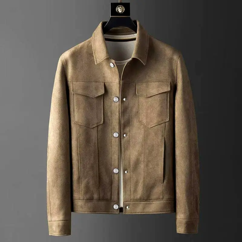 Weston Men's Suede Trucker Jacket -  Structured Fit with Classic Snap Design