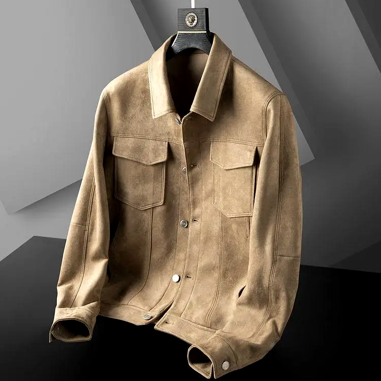 Weston Men's Suede Trucker Jacket -  Structured Fit with Classic Snap Design