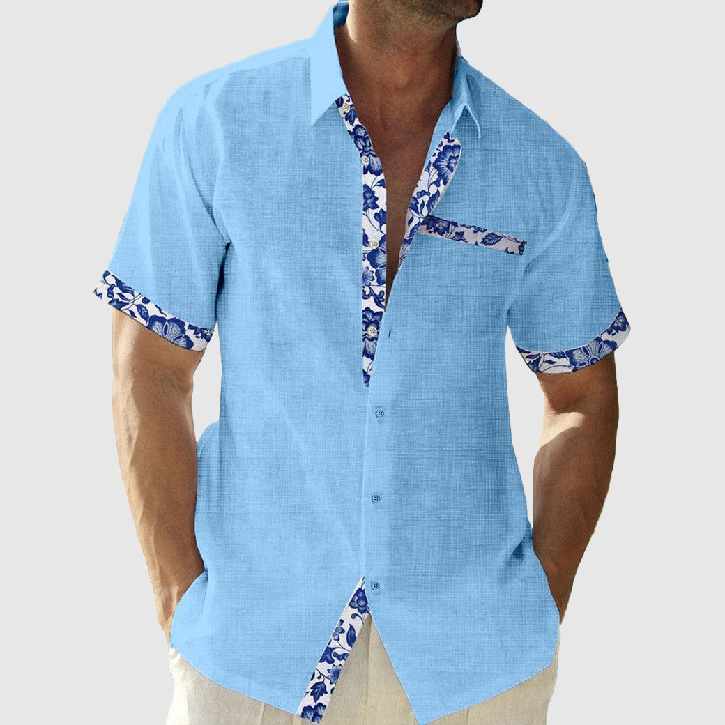 Nico Linen Beach Shirt – Mens Linen Short Sleeve with Soft Open Collar