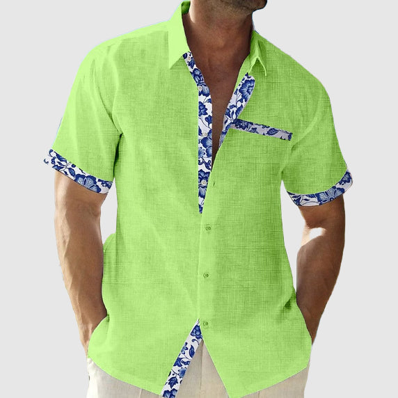 Nico Linen Beach Shirt – Mens Linen Short Sleeve with Soft Open Collar
