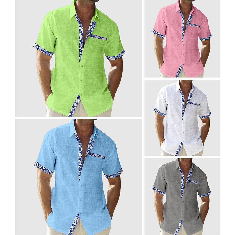Nico Linen Beach Shirt – Mens Linen Short Sleeve with Soft Open Collar
