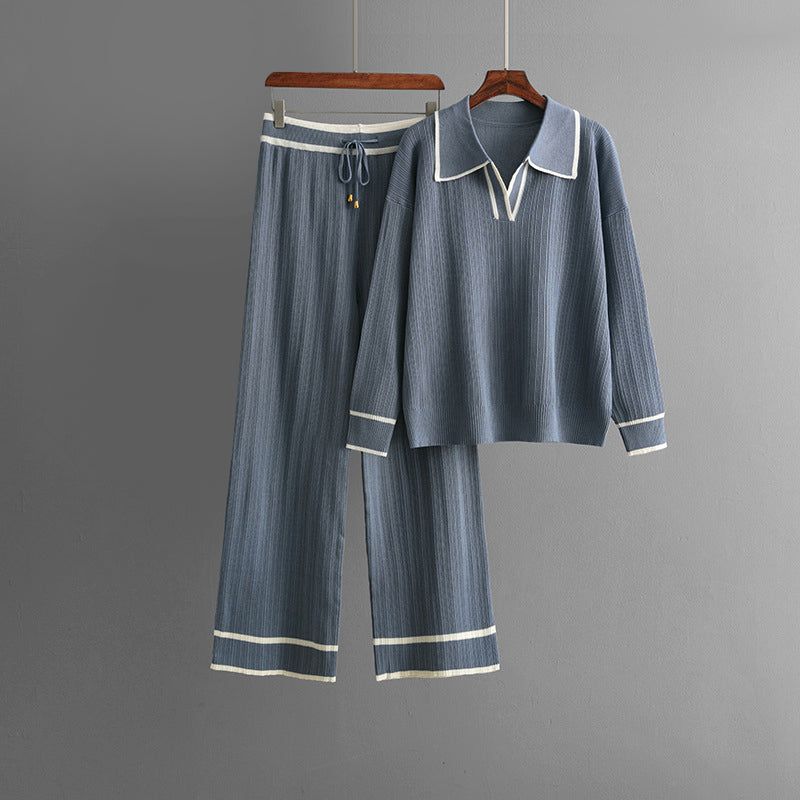 Aurora Viscose Knit Co-Ord Set – Relaxed Sweater with Wide-Leg Trousers