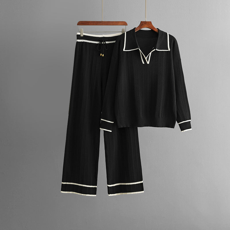 Aurora Viscose Knit Co-Ord Set – Relaxed Sweater with Wide-Leg Trousers